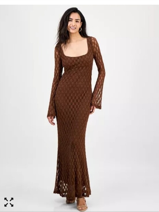 Bardot Dresses & Skirts - Bardot Womens EvanniaBell-Sleeve Brown Long Sleeve  Maxi Dress - Size S